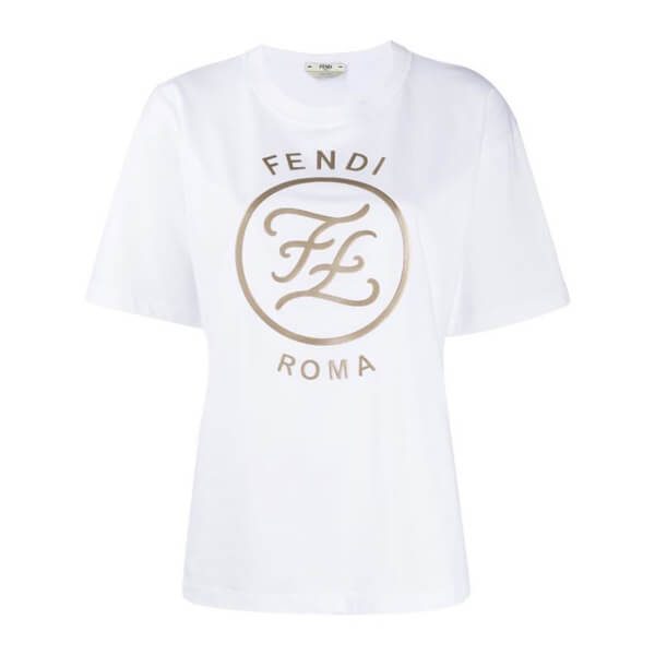 フェンディ- FF KARLIGRAPHY T-SHIRT /FF ロゴプリントTシャツ コピーFAF073 AA4G F0GMF